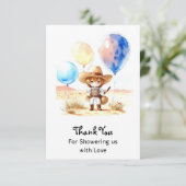 Wild West Adventure Boy Baby shower Bedankkaart (Staand voorkant)