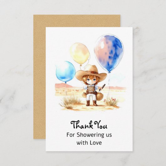 Wild West Adventure Boy Baby shower Bedankkaart (Voorkant / Achterkant)