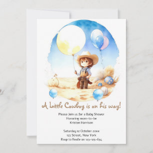 Wild West Adventure Waterverf Cowboy Baby shower Kaart