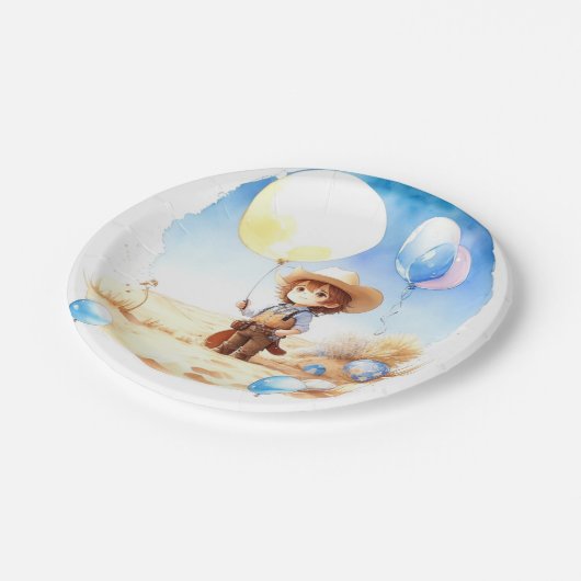 Wild West Adventure Waterverf Cowboy Baby shower Papieren Bordje (Gekanteld)