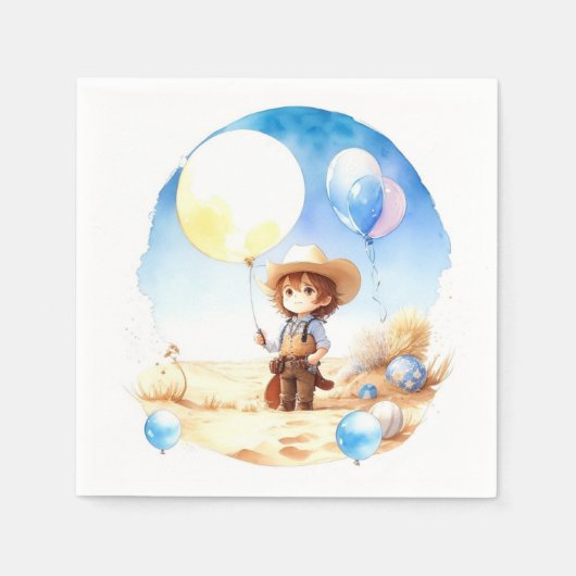 Wild West Adventure Waterverf Cowboy Baby shower Servet (Voorkant)