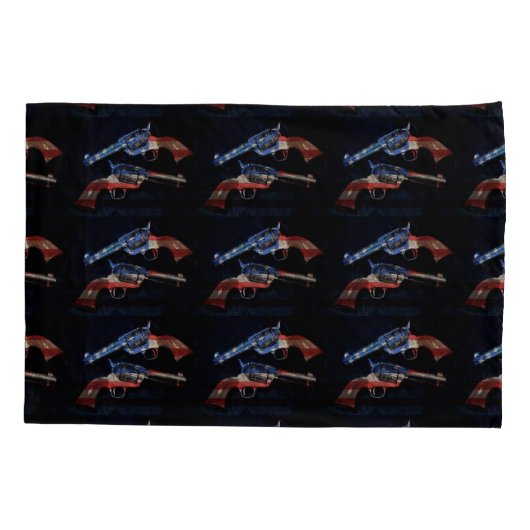Wild West American Flag Six Shooters Kussensloop (Achterkant)