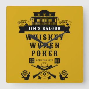 Wild West Americana Poker Vierkante Klok