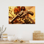 Wild West antiek Colt Lightning revolver poster (Keuken)
