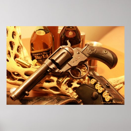 Wild West antiek Colt Lightning revolver poster (Voorkant)