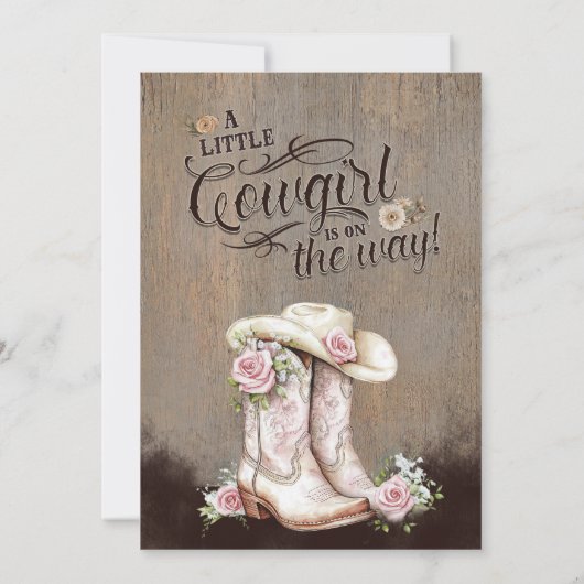 Wild West Baby shower Cowgirl Laarzen Kaart (Achterkant)