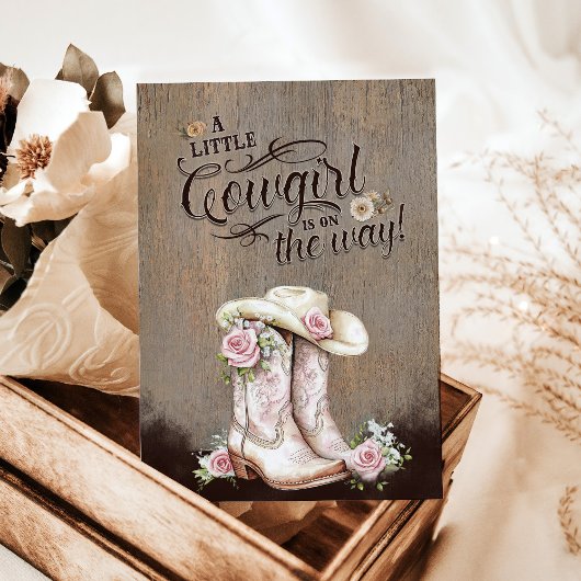 Wild West Baby shower Cowgirl Laarzen Kaart