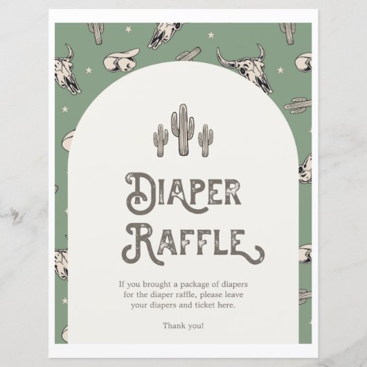 Wild West Baby shower Diaper Raffle Sign (Voorkant)
