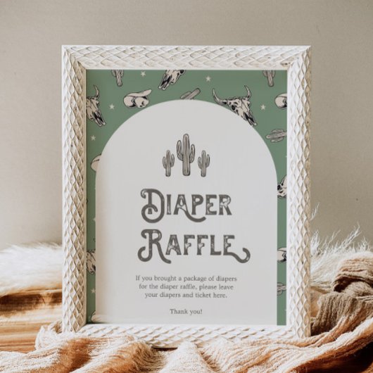 Wild West Baby shower Diaper Raffle Sign