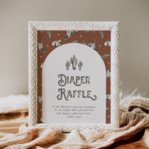 Wild West Baby shower Diaper Raffle Sign