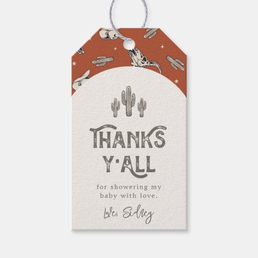Wild West Baby shower Favor Tag Cadeaulabel (Voorkant)