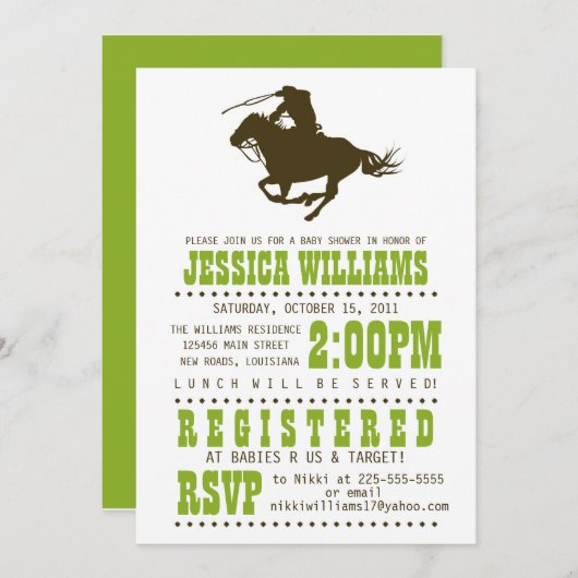 Wild West Baby shower Kaart (Voorkant / Achterkant)