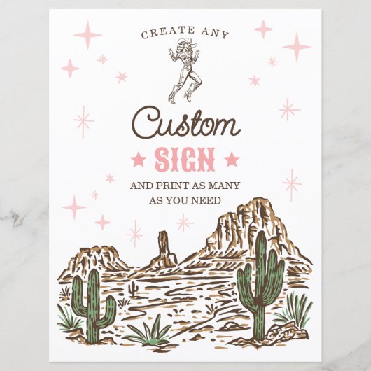 Wild West Bachelorette Laatste Rodeo Custom Sign (Voorkant)