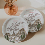 Wild West Bachelorette Laatste Rodeo-route Papieren Bordje<br><div class="desc">Laten we gaan meiden! En maak je klaar om op te zadelen voor een cowgirl vrijgezellenfeest dat de geest van het Wilde Westen vangt! Dit stijlvolle ontwerp heeft een speels touwlettertype dat zich een weg baant door met de hand geïllustreerde scènes van rodeo's en woestijnlandschappen. Perfect voor de laatste rodeo...</div>