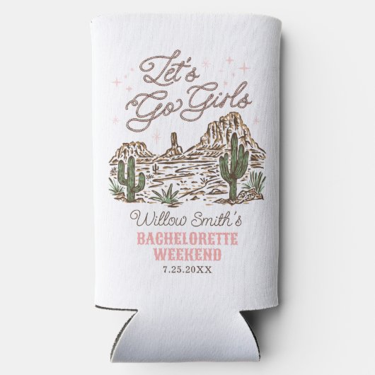 Wild West Bachelorette Let's Go Girls Koelbox Seltzer Blikjeskoeler (Achterkant)