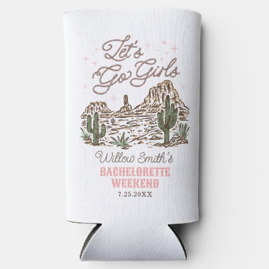 Wild West Bachelorette Let's Go Girls Koelbox Seltzer Blikjeskoeler (Voorkant)