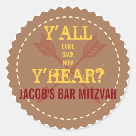 WILD WEST Bar Mitzvah Invitation Sticker Seal (Voorkant)