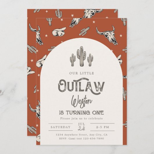 Wild West Birthday Invitation | Uitnodiging van co (Voorkant / Achterkant)