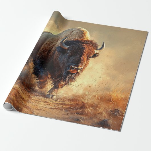 Wild West Bison Decoupage Cadeaupapier (Uitgerold)