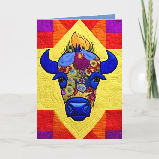 Wild West Bison quilt like design Bedankkaart (Voorkant)