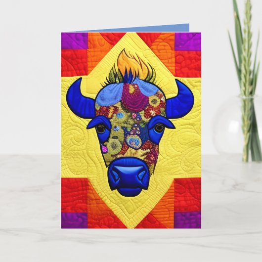Wild West Bison quilt like design Bedankkaart (Voorkant)