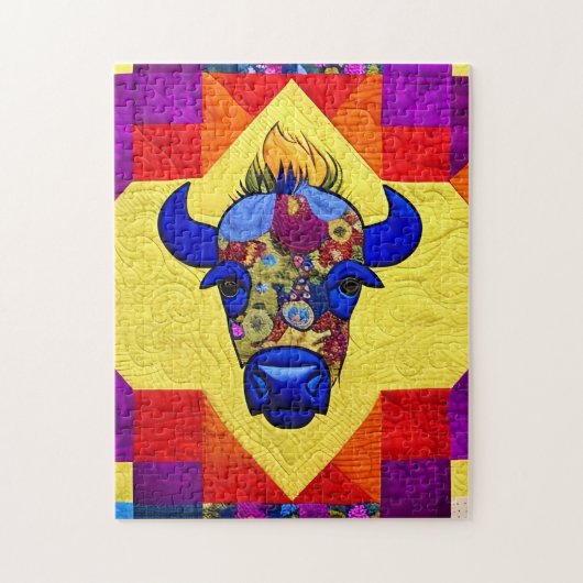 Wild West Bison quilt like design Legpuzzel (Verticaal)