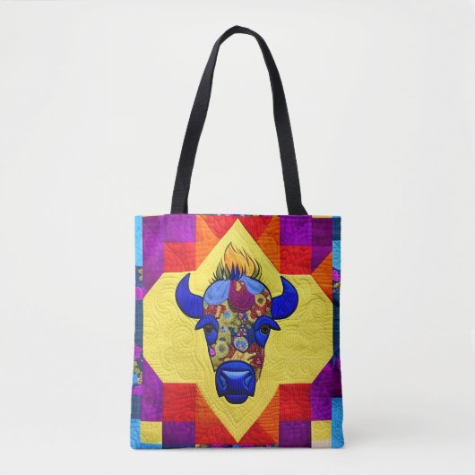 Wild West Bison quilt like design Tote Bag (Voorkant)