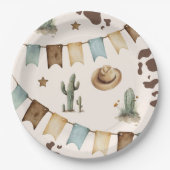 Wild West Boy Eerste Rodeo 1e verjaardag Papieren Bordje (Voorkant)