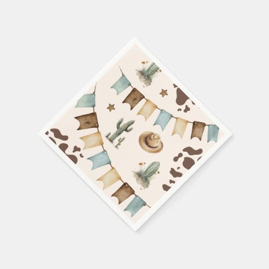 Wild West Boy Eerste Rodeo 1e verjaardag Servet (Hoek)