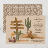 Wild West Boys Rustic Fun Verjaardag Uitnodiging (Voorkant / Achterkant)