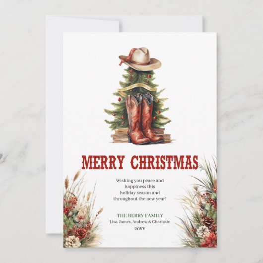 Wild West Christmas greeting card printable Feestdagenkaart (Voorkant)