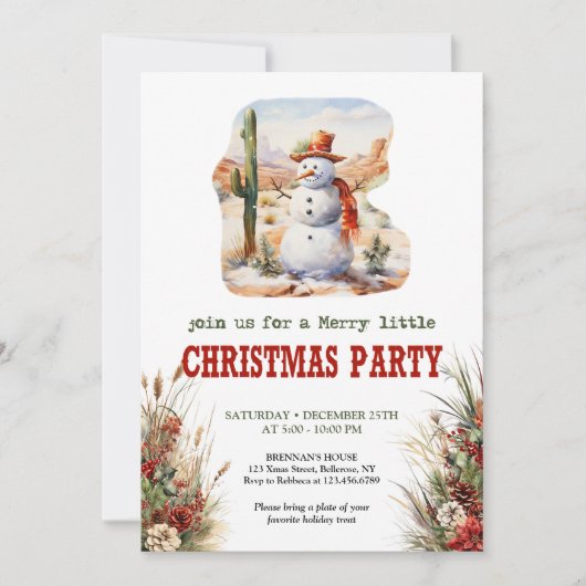 Wild West Christmas party editable invitation card Kaart (Voorkant)