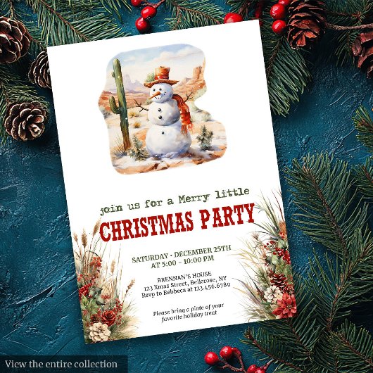 Wild West Christmas party editable invitation card Kaart