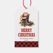 Wild West Christmas tag personalized custom name Cadeaulabel (Voorkant)
