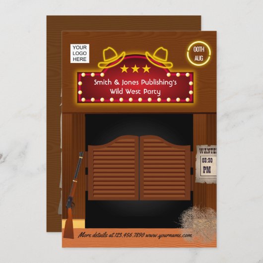 Wild West Corporate Function-uitnodiging Kaart (Voorkant / Achterkant)