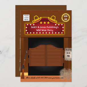 Wild West Corporate Function-uitnodiging Kaart
