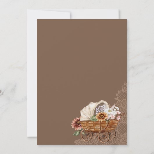 Wild West Country Western Floral Wagon Baby shower Kaart (Achterkant)