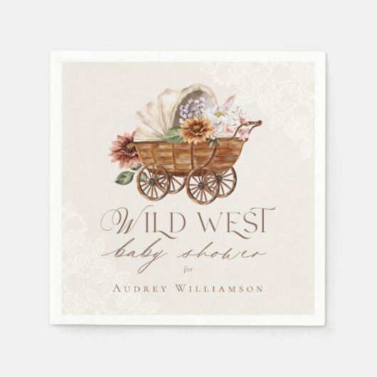 Wild West Country Western Floral Wagon Baby shower Servet (Voorkant)