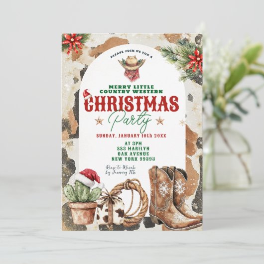 Wild West Country Western kerstfeest Kaart (Staand voorkant)