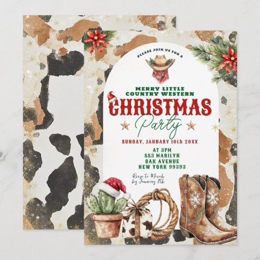 Wild West Country Western kerstfeest Kaart (Voorkant / Achterkant)