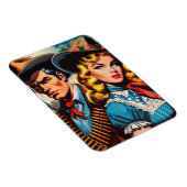 Wild West Couple Retro Comics Magneet (Rechterzijde)
