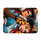 Wild West Couple Retro Comics Magneet (Horizontaal)