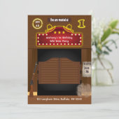 Wild West Cowboy 1st Birthday Party Kaart (Staand voorkant)