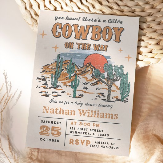 Wild West Cowboy Baby shower Party Kaart