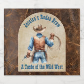 Wild West Cowboy Bier Etiket (Enkel label)