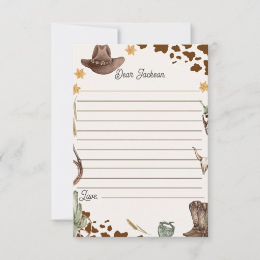 Wild West Cowboy Birthday Party Bedankkaart (Voorkant)