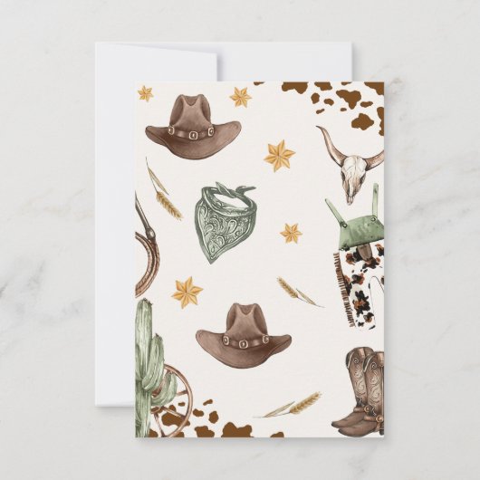 Wild West Cowboy Birthday Party Bedankkaart (Achterkant)