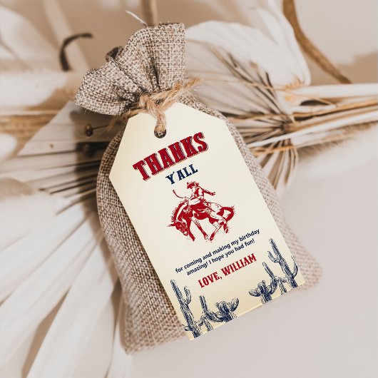 Wild West Cowboy Birthday Party Dank je wel Cadeaulabel