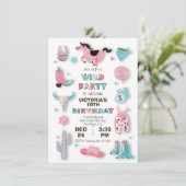 Wild West Cowboy Birthday Party Invitation Kaart (Staand voorkant)