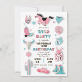 Wild West Cowboy Birthday Party Invitation Kaart (Voorkant)